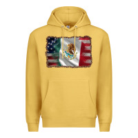 Antique Gold mexico flag and usa flag Premium Hoodie - AdoDesignShop
