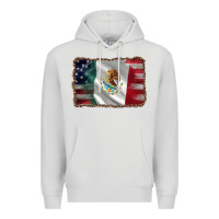 Dove Grey mexico flag and usa flag Premium Hoodie - AdoDesignShop