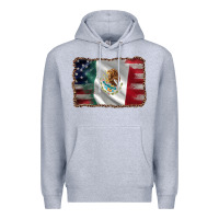 Heather Grey mexico flag and usa flag Premium Hoodie - AdoDesignShop