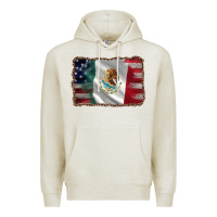 Oatmeal Heather mexico flag and usa flag Premium Hoodie - AdoDesignShop