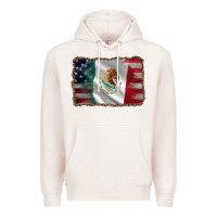 Pale Pink mexico flag and usa flag Premium Hoodie - AdoDesignShop