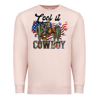 Pale Pink cool it cowboy Premium Sweatshirt - SublimationCraftShop