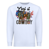 White cool it cowboy Premium Sweatshirt - SublimationCraftShop