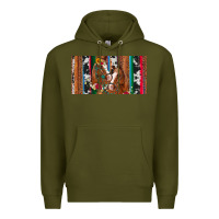 Army Green western horses gemstone horse cowhide leopard floral background licens Premium Hoodie - Artiststas