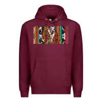 Burgundy western horses gemstone horse cowhide leopard floral background licens Premium Hoodie - Artiststas