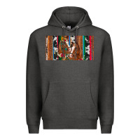 Charcoal Heather western horses gemstone horse cowhide leopard floral background licens Premium Hoodie - Artiststas