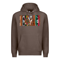 Coffee western horses gemstone horse cowhide leopard floral background licens Premium Hoodie - Artiststas