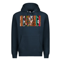 Navy western horses gemstone horse cowhide leopard floral background licens Premium Hoodie - Artiststas