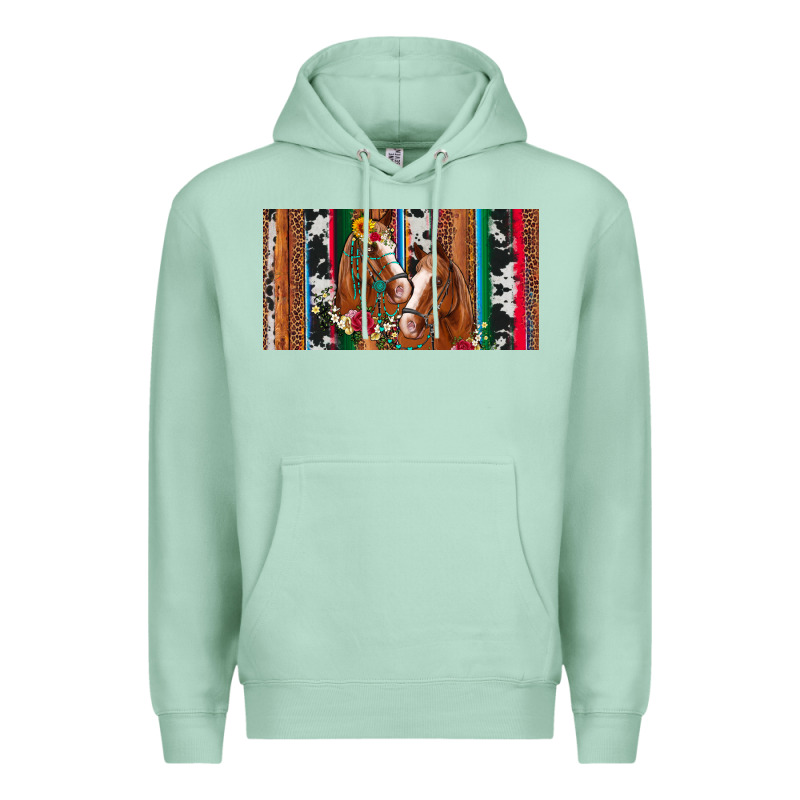 Western Horses Gemstone Horse Cowhide Leopard Floral Background Licens Premium Hoodie by Artiststas | Teevron