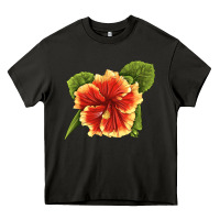 Asphalt Hawaiian Hibiscus Flower Illustrations Heavy Core Tee - LillyAllenDesigns