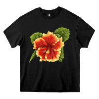 Black Hawaiian Hibiscus Flower Illustrations Heavy Core Tee - LillyAllenDesigns