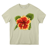 Mossy Hawaiian Hibiscus Flower Illustrations Heavy Core Tee - LillyAllenDesigns