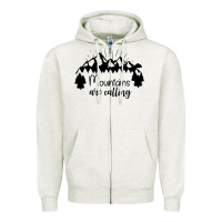 Oatmeal Heather Mountains Zipper Hoodie - Unal Design
