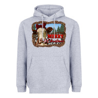 Heather Grey merry christmas heifer cow with farm Heavyweight Hoodie - RanaPortraitStore