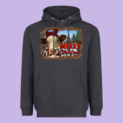 Merry Christmas Heifer Cow With Farm Heavyweight Hoodie Designed By Ranaportraitstore