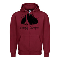Burgundy camping Zipper Hoodie - Unal Design