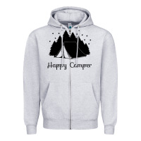 Heather Grey camping Zipper Hoodie - Unal Design