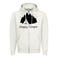Oatmeal Heather camping Zipper Hoodie - Unal Design
