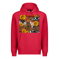Cardinal western horse with sunflowers and aztec leopard cowhide Premium Hoodie - Artiststas