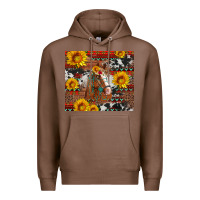 Chestnut western horse with sunflowers and aztec leopard cowhide Premium Hoodie - Artiststas