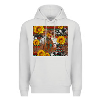 Dove Grey western horse with sunflowers and aztec leopard cowhide Premium Hoodie - Artiststas