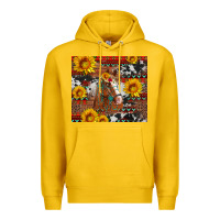 Lemon western horse with sunflowers and aztec leopard cowhide Premium Hoodie - Artiststas