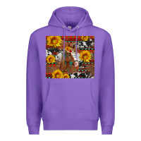 Purple western horse with sunflowers and aztec leopard cowhide Premium Hoodie - Artiststas