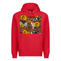 Red western horse with sunflowers and aztec leopard cowhide Premium Hoodie - Artiststas