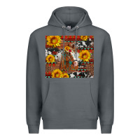 Rock western horse with sunflowers and aztec leopard cowhide Premium Hoodie - Artiststas