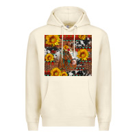 Sandshell western horse with sunflowers and aztec leopard cowhide Premium Hoodie - Artiststas