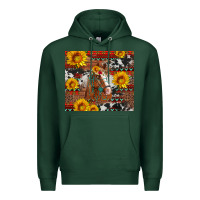 Sports Green western horse with sunflowers and aztec leopard cowhide Premium Hoodie - Artiststas