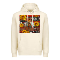 Tofu western horse with sunflowers and aztec leopard cowhide Premium Hoodie - Artiststas