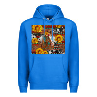 True Royal western horse with sunflowers and aztec leopard cowhide Premium Hoodie - Artiststas