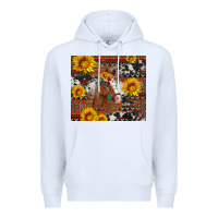 White western horse with sunflowers and aztec leopard cowhide Premium Hoodie - Artiststas