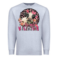 Heather Grey be my valentine holstein cow valentine's day Premium Sweatshirt - FaDigitalArtStudio