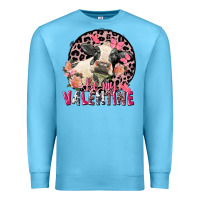 Ocean Blue be my valentine holstein cow valentine's day Premium Sweatshirt - FaDigitalArtStudio