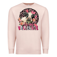 Pale Pink be my valentine holstein cow valentine's day Premium Sweatshirt - FaDigitalArtStudio