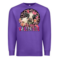 Purple be my valentine holstein cow valentine's day Premium Sweatshirt - FaDigitalArtStudio