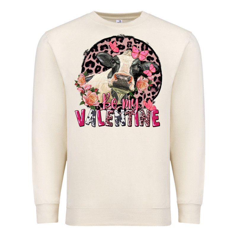Be My Valentine Holstein Cow Valentine's Day Premium Sweatshirt by FaDigitalArtStudio | Teevron