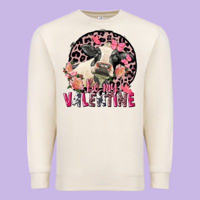 Be My Valentine Holstein Cow Valentine's Day Premium Sweatshirt Designed By Fadigitalartstudio