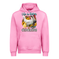 Fuchsia Pink Western Life Is Better With Chickens Urban Hoodie - LillyAllenDesigns