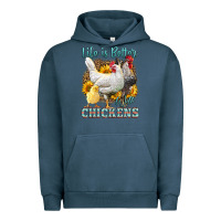 Pigment Midnight Navy Western Life Is Better With Chickens Urban Hoodie - LillyAllenDesigns