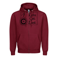 Burgundy lets get lost Zipper Hoodie - Unal Design
