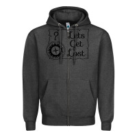 Charcoal Heather lets get lost Zipper Hoodie - Unal Design