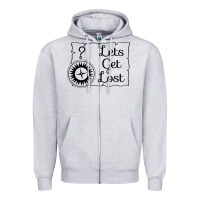 Heather Grey lets get lost Zipper Hoodie - Unal Design