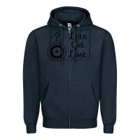 Navy lets get lost Zipper Hoodie - Unal Design