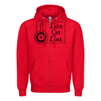 Red lets get lost Zipper Hoodie - Unal Design