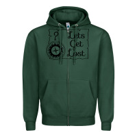 Sports Green lets get lost Zipper Hoodie - Unal Design