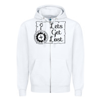 White lets get lost Zipper Hoodie - Unal Design