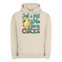 Pigment French Oak Western Just A Girl Who loves Chicks Urban Hoodie - LillyAllenDesigns